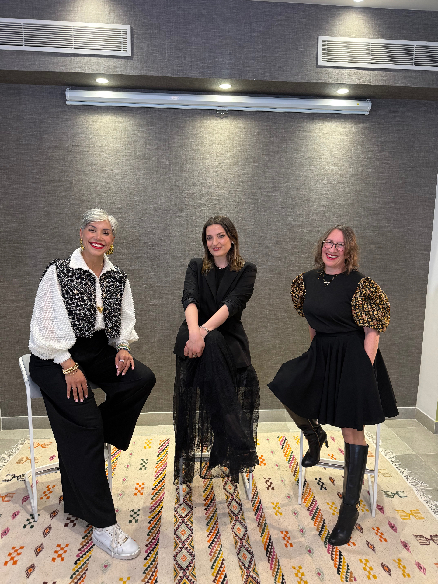 Myriam Ben Farhat with co-panelists backstage